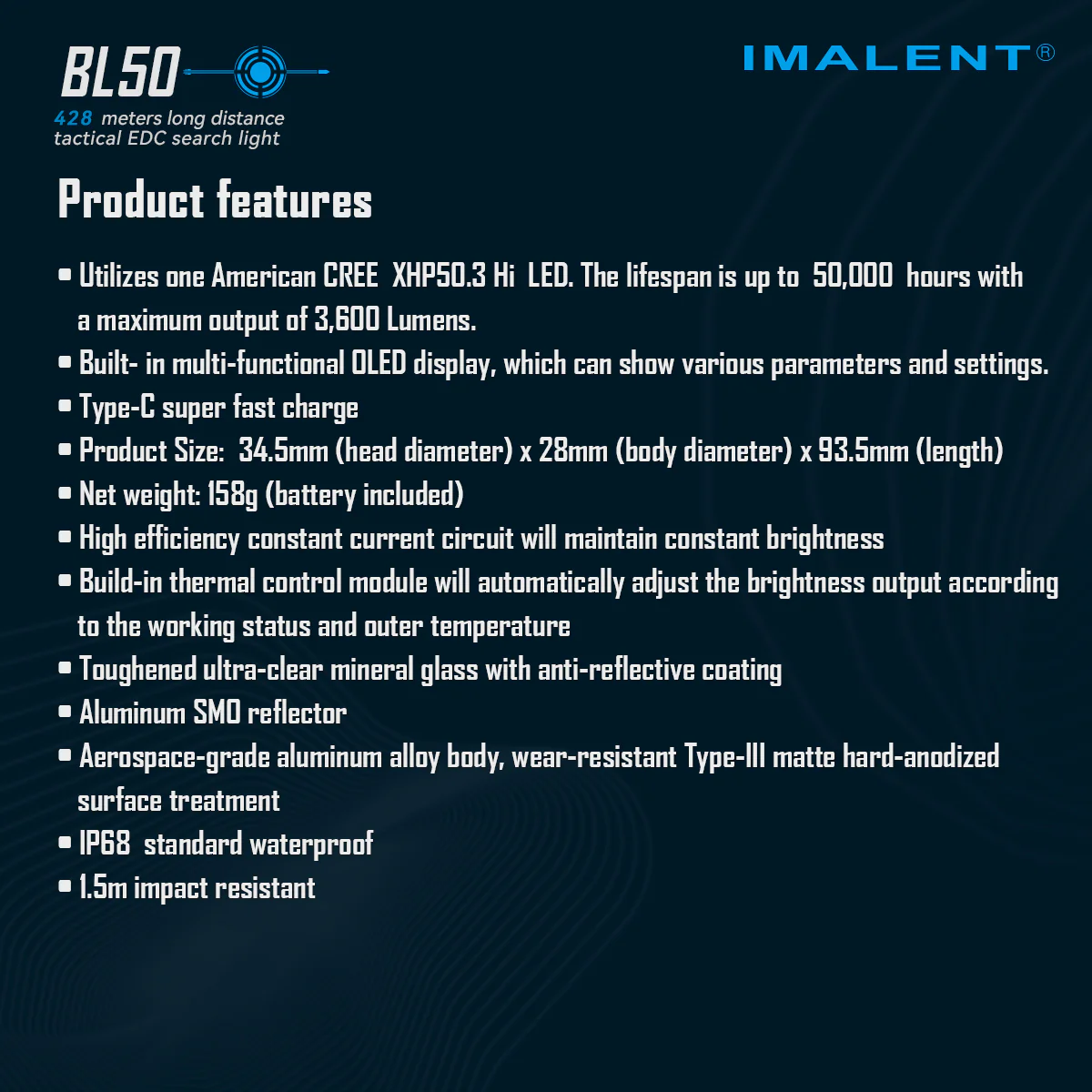 Dual Light Sources EDC Flashlight IMALENT BL50 - Image 19
