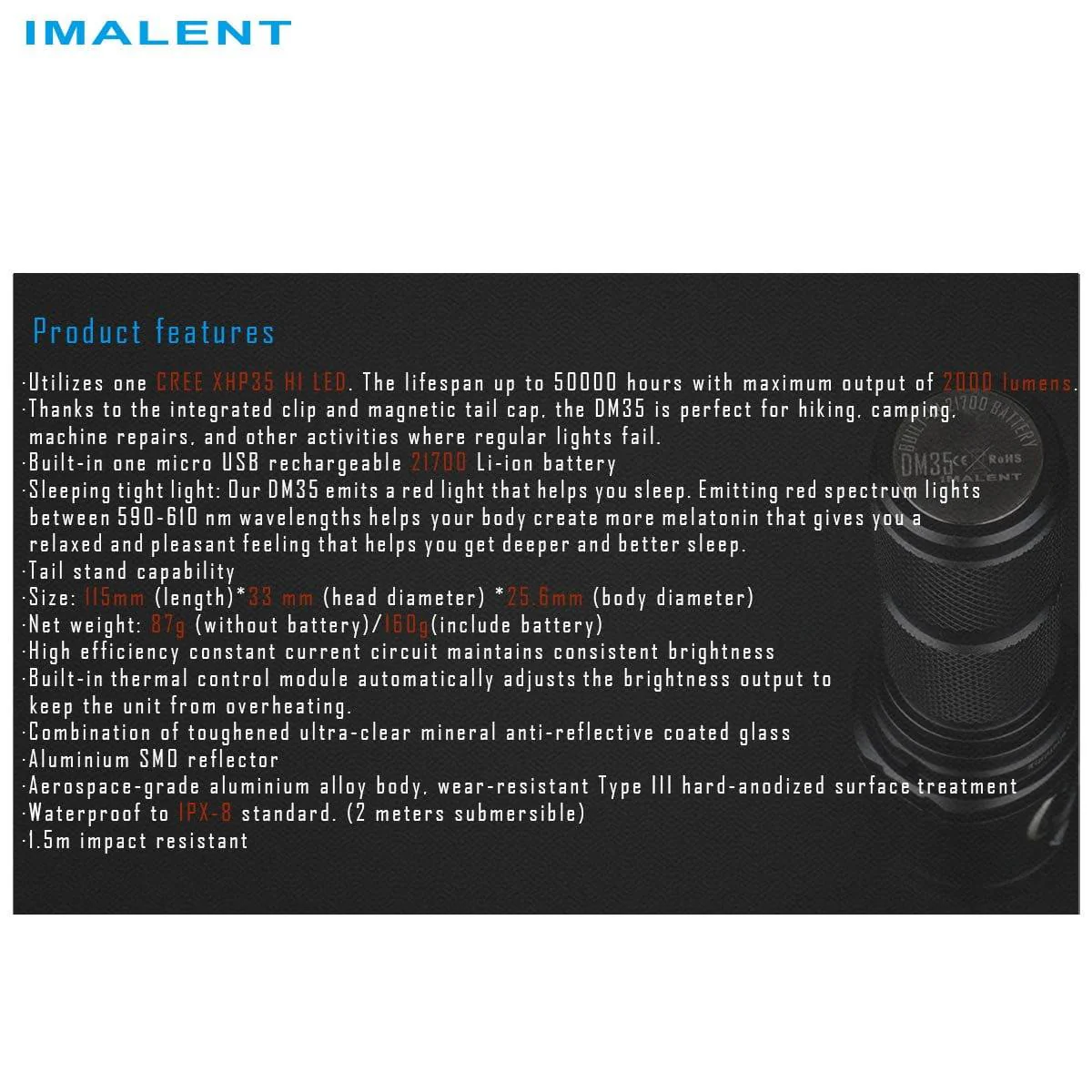 IMALENT DM35 2000 lumen flashlight - Image 11